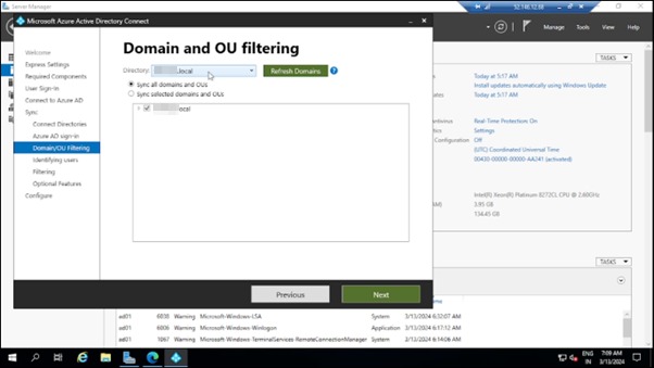 Domain and OU filtering